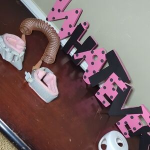 Pink and Black Polka Dot Party Sign